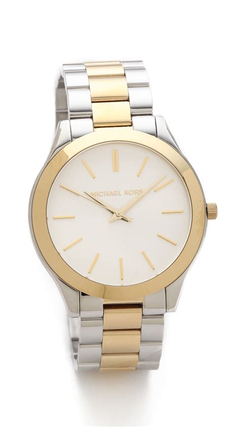 michael kors slim runway watch gold and silver|Michael Kors black runway watch.